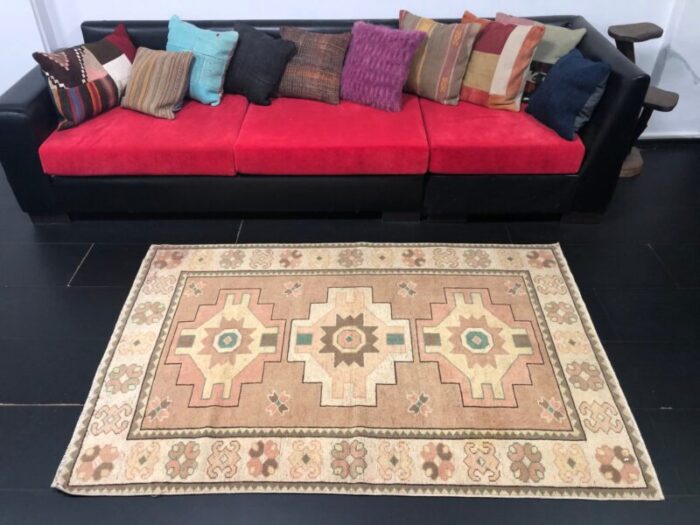 vintage brown boho and eclectic oushak rug 6