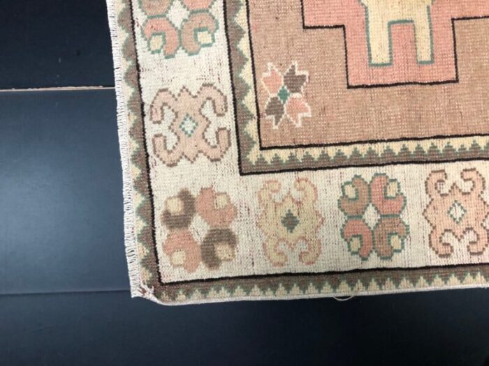 vintage brown boho and eclectic oushak rug 9