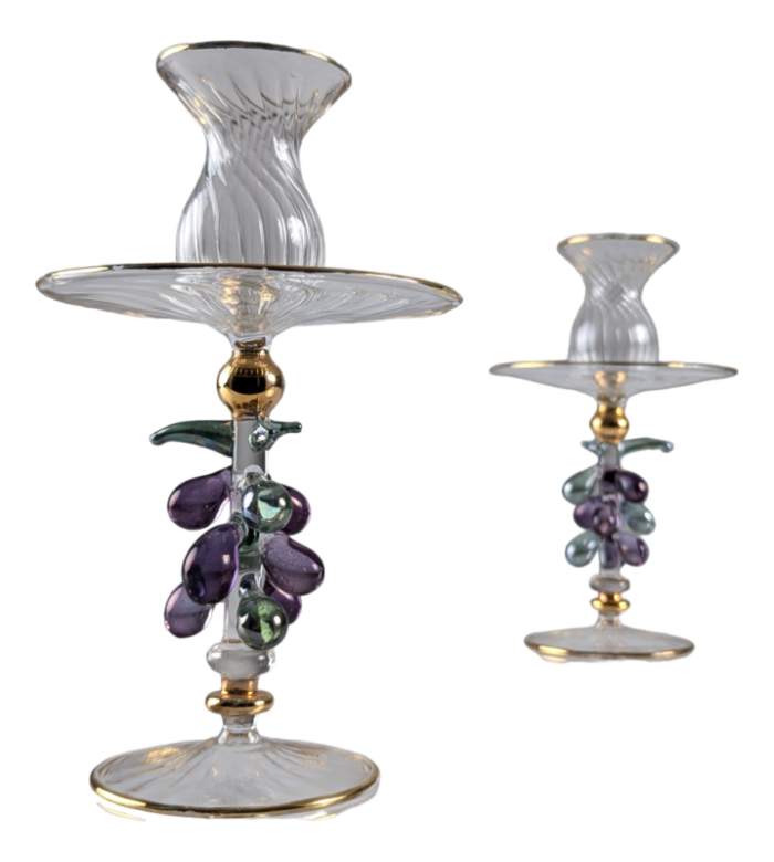 vintage candleholders in venetian glass and gold 1950s set of 2 9781