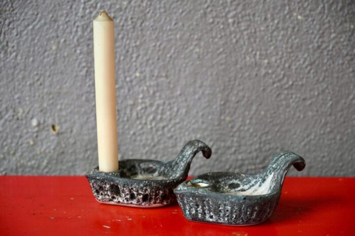 vintage ceramic candleholders 1960s set of 2 7437