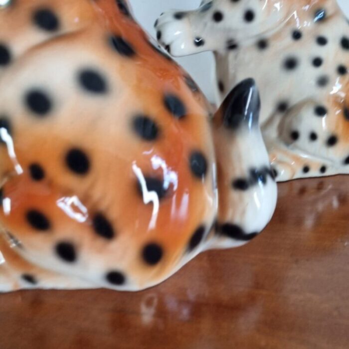 vintage ceramic cheetah cubs italy 1972 set of 2 9