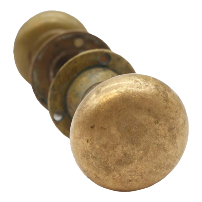 vintage classic round plain brass passage door knob set 7698