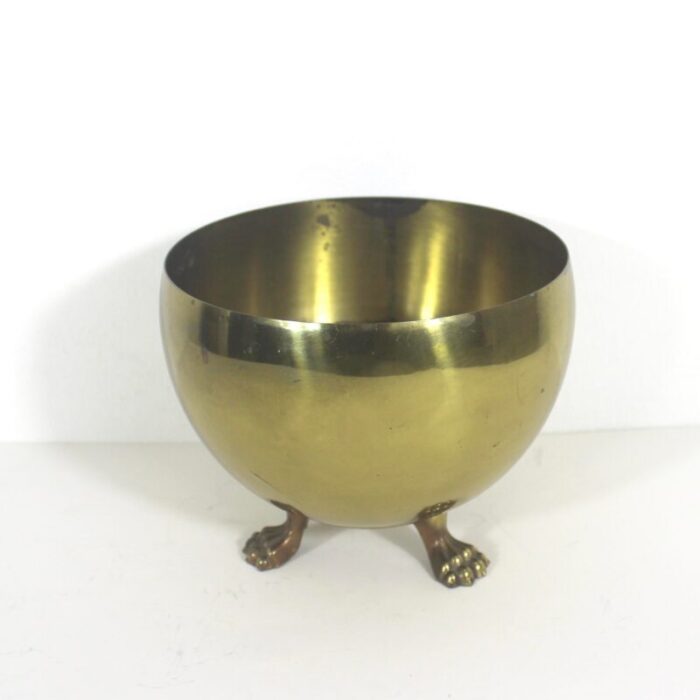 vintage claw footed brass planter made in england 0977