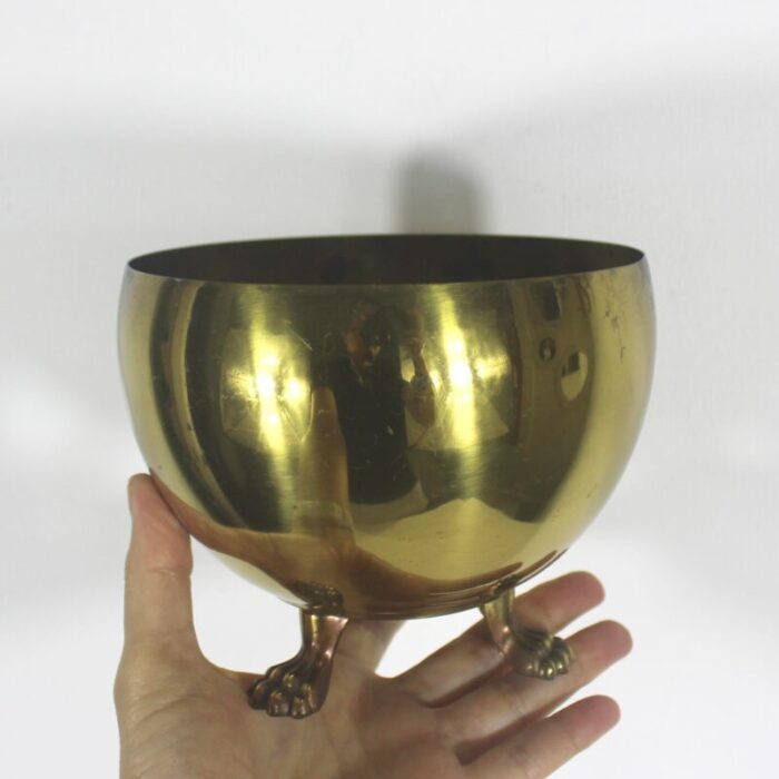 vintage claw footed brass planter made in england 7572