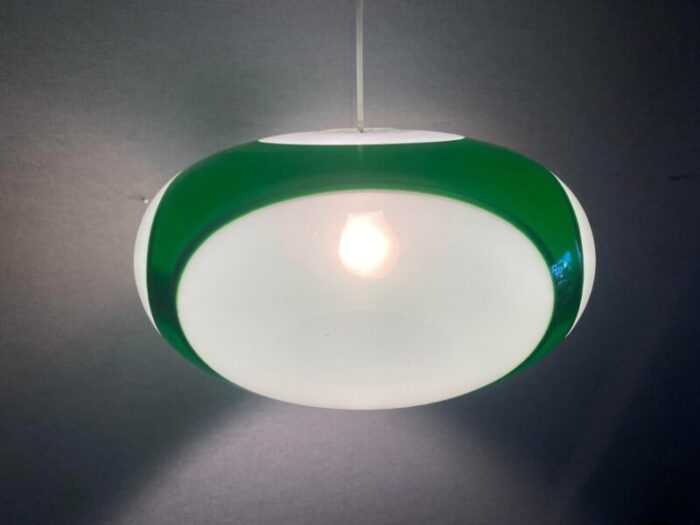 vintage colani ufo ceiling lamp in green plastic from massiv belgium 1970s 0083