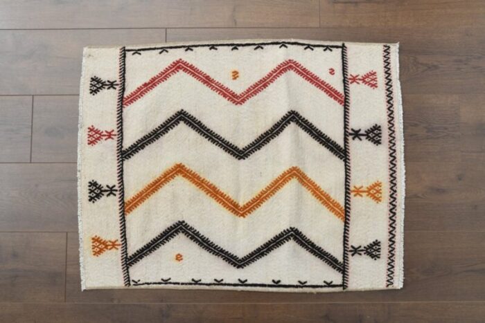 vintage cream wool area kilim rug 1960s 1