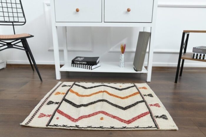 vintage cream wool area kilim rug 1960s 3