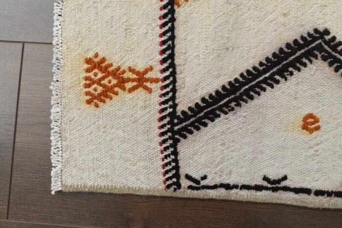 vintage cream wool area kilim rug 1960s 7