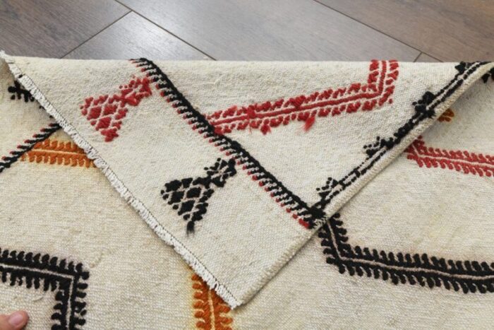 vintage cream wool area kilim rug 1960s 9