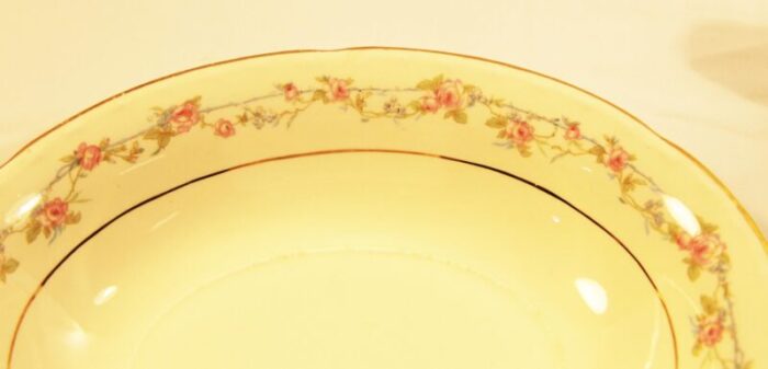 vintage crooksville pink rose gravy boat and matching bowl 3223