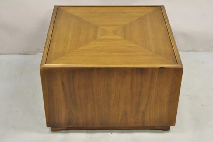 vintage drexel esperanto mid century walnut low square side table cabinet 2660