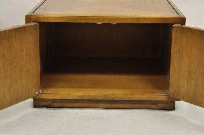 vintage drexel esperanto mid century walnut low square side table cabinet 2970