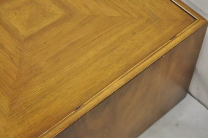 vintage drexel esperanto mid century walnut low square side table cabinet 5355