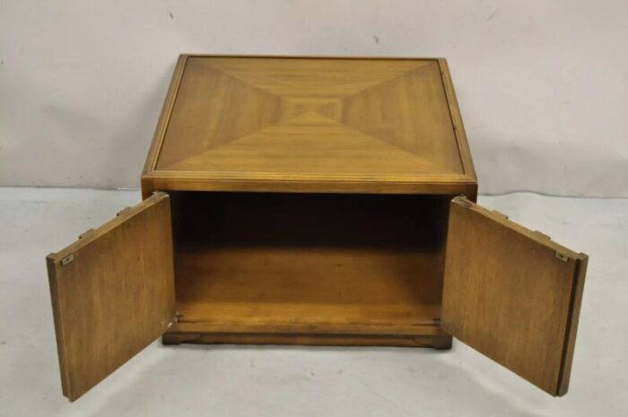 vintage drexel esperanto mid century walnut low square side table cabinet 6547