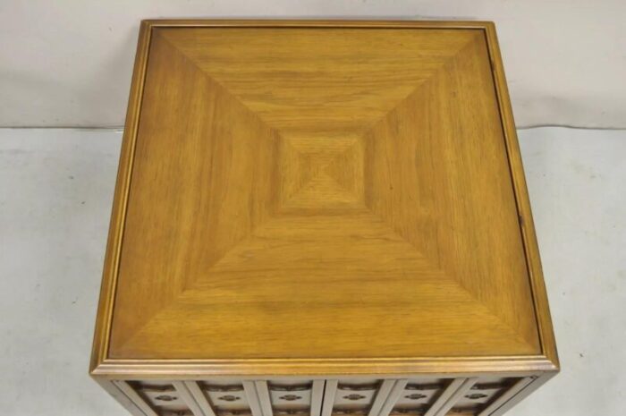 vintage drexel esperanto mid century walnut low square side table cabinet 7962