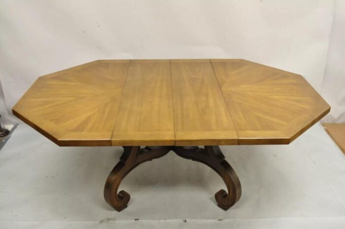 vintage drexel esperanto mid century walnut octagonal spanish style dining table 4308