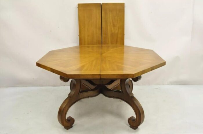 vintage drexel esperanto mid century walnut octagonal spanish style dining table 6493