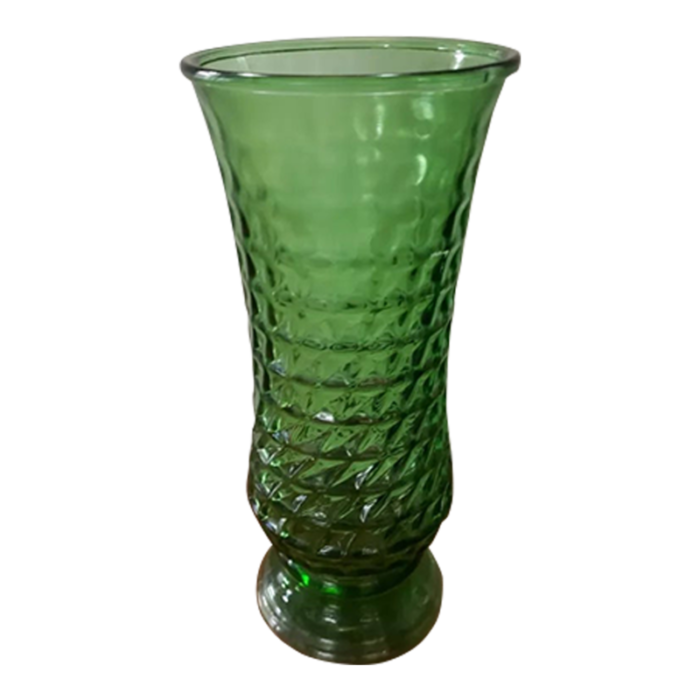 vintage e o brody co green glass heavy pressed glass vase 8624