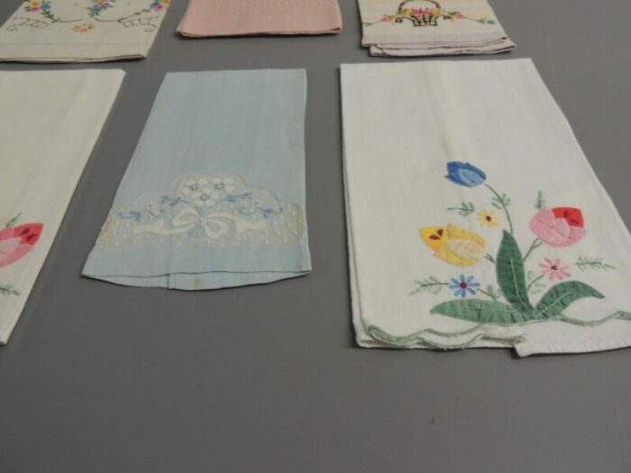 vintage embroidered guest towels set of 6 2660