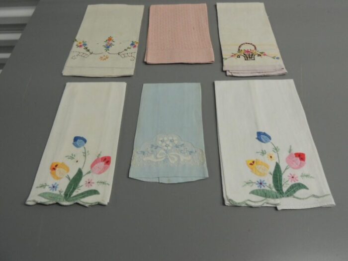 vintage embroidered guest towels set of 6 4048