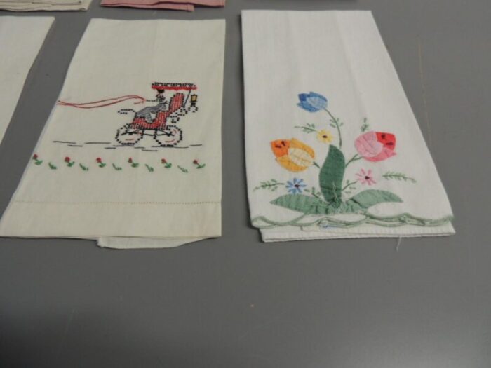 vintage embroidered guest towels set of 6 8823