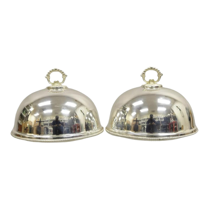 vintage english edwardian style silver plated round serving dish covers a pair 2662