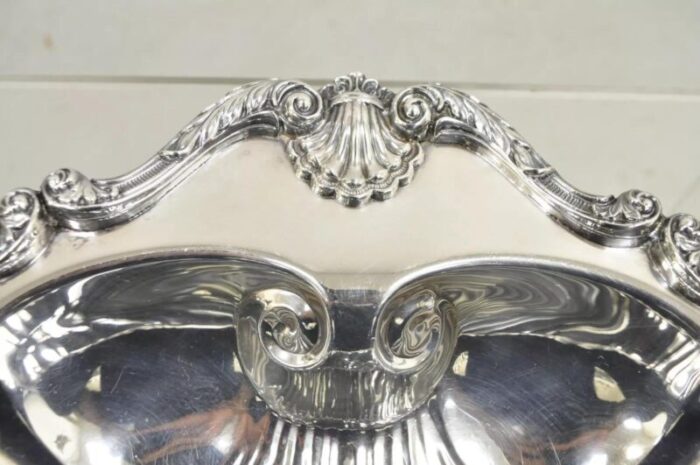 vintage english silver mfg victorian silver plated large clam shell dish bowl 0135