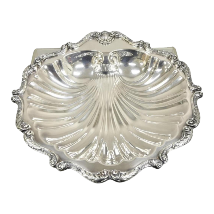 vintage english silver mfg victorian silver plated large clam shell dish bowl 1893