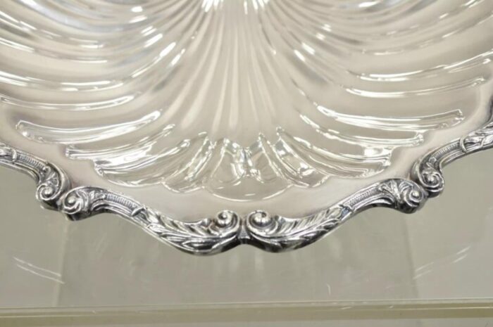 vintage english silver mfg victorian silver plated large clam shell dish bowl 4962