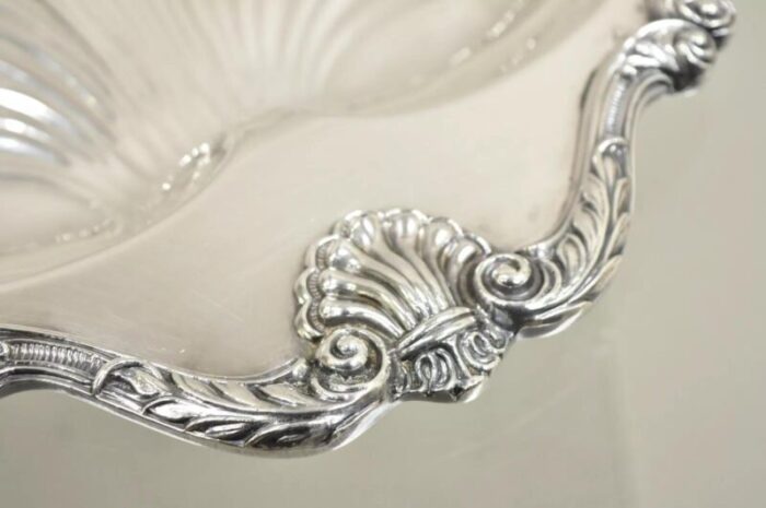 vintage english silver mfg victorian silver plated large clam shell dish bowl 7672