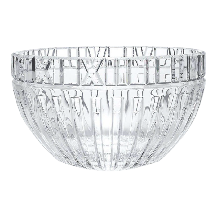 vintage extra large circa 1980s signed tiffany and co polished crystal atlas roman numeral bowl 4158