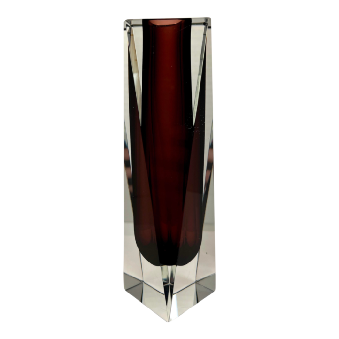 vintage flavio poli murano sommerso smokey deep purple glass vase signed 9660