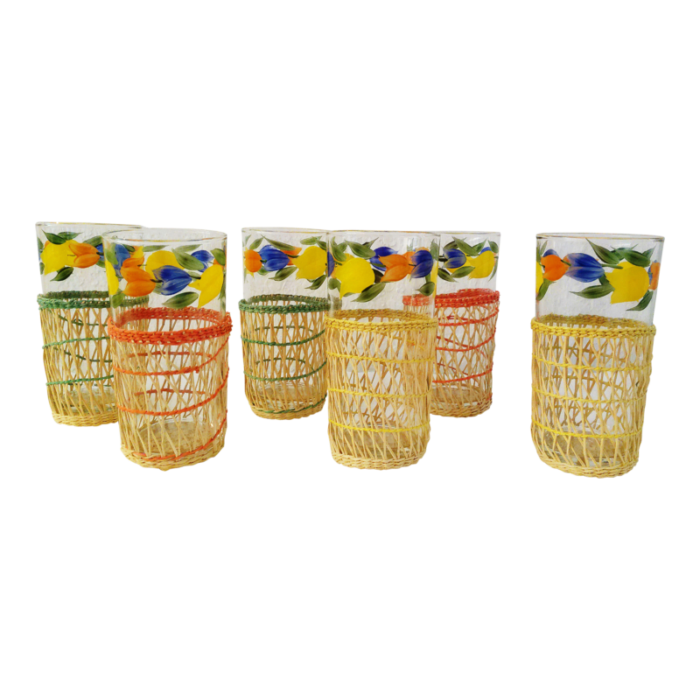 vintage floral glass tumblers wcaddy set of 6 5912