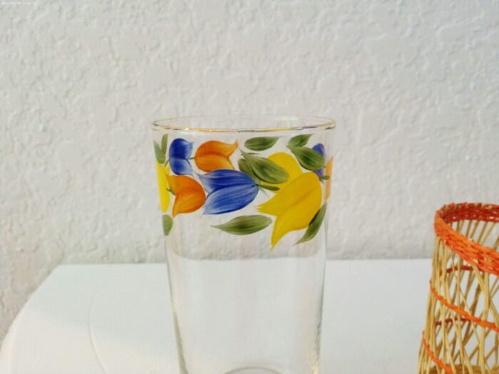 vintage floral glass tumblers wcaddy set of 6 6470