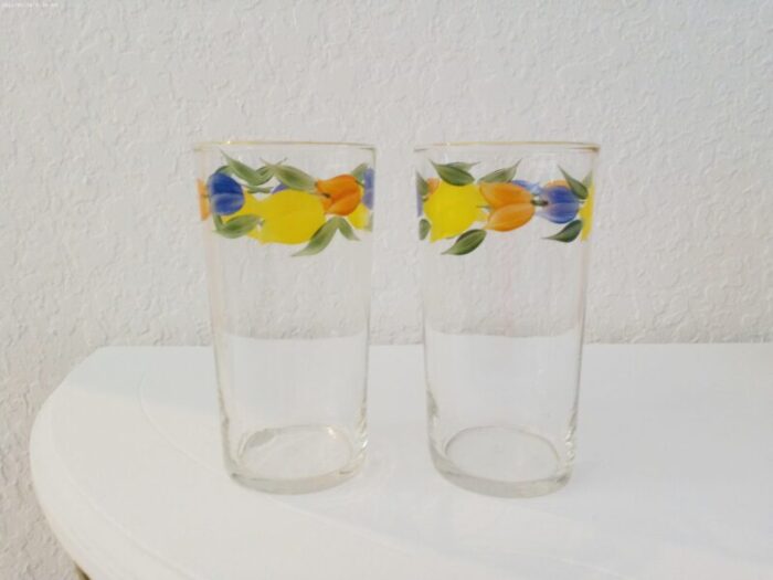 vintage floral glass tumblers wcaddy set of 6 8740