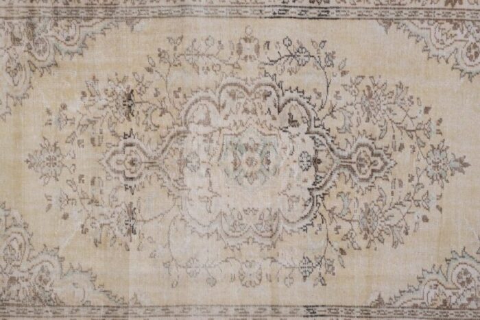 vintage floral soft muted handmade oushak rug 4