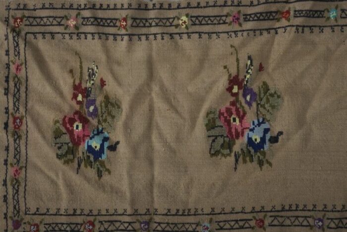 vintage french aubusson kilim runner 7