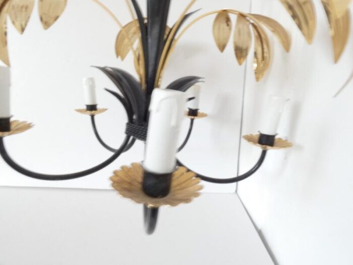 vintage french metal tole gold and black chandelier 2096