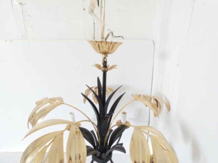 vintage french metal tole gold and black chandelier 7773