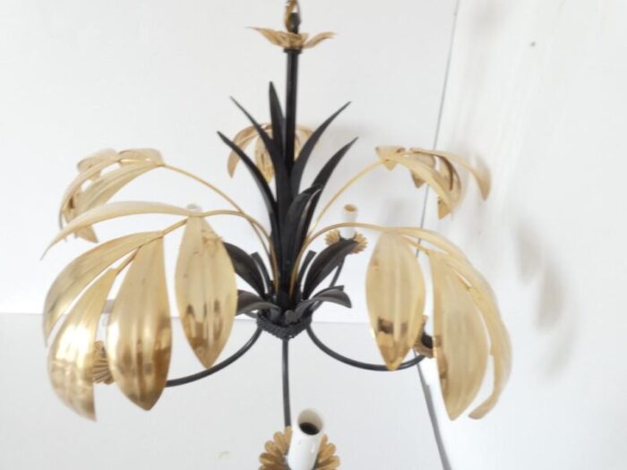 vintage french metal tole gold and black chandelier 9700