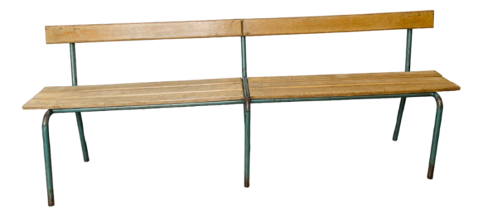 vintage french school gym bench 1950s 7305