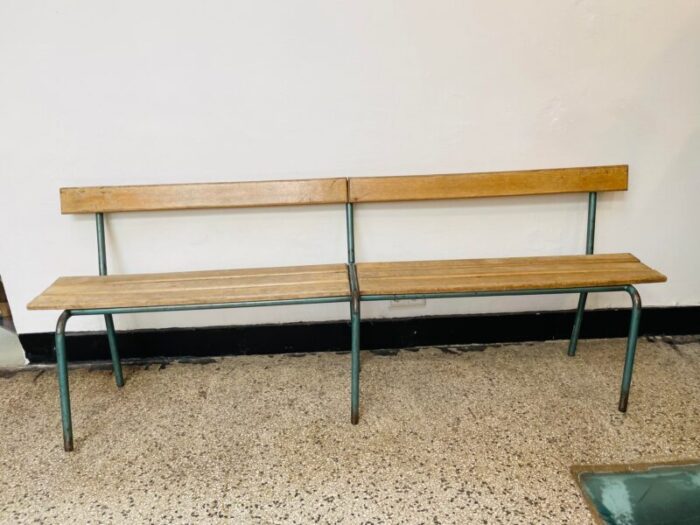 vintage french school gym bench 1950s 8361