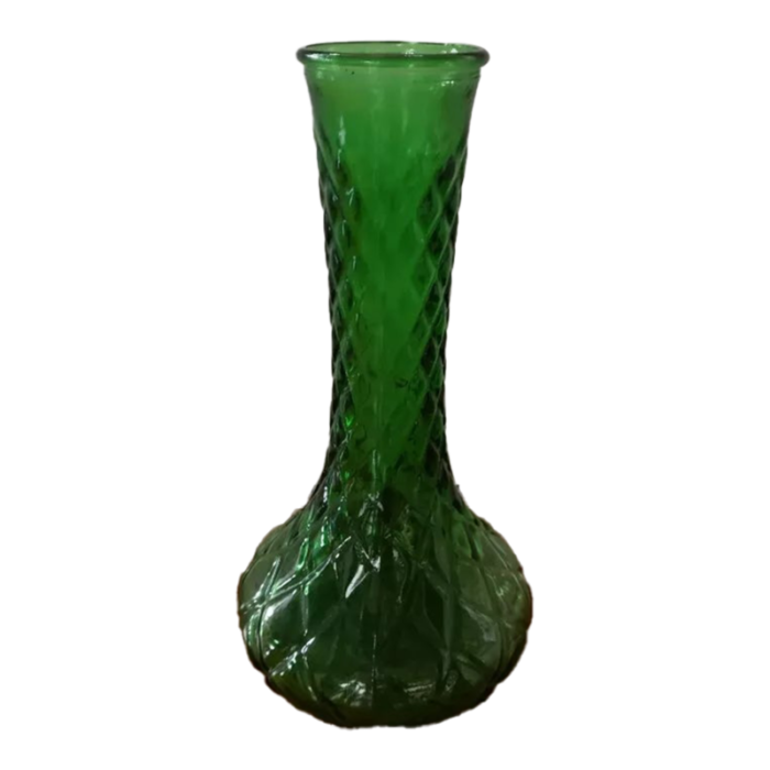 vintage genie vase hoosier 4095 emerald green glass diamond quilt pattern 9923