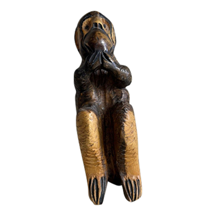 vintage hand carved wooden monkey figure 4756