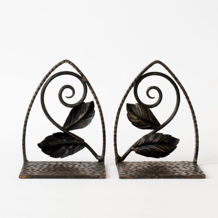 vintage handmade wrought iron bookends 1940s set of 2 1