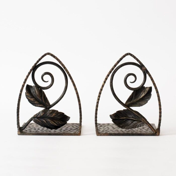 vintage handmade wrought iron bookends 1940s set of 2 3