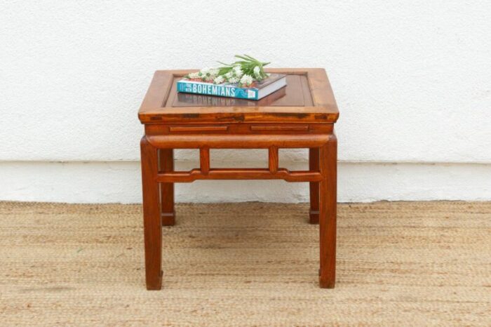 vintage hardwood chinese end table 3579