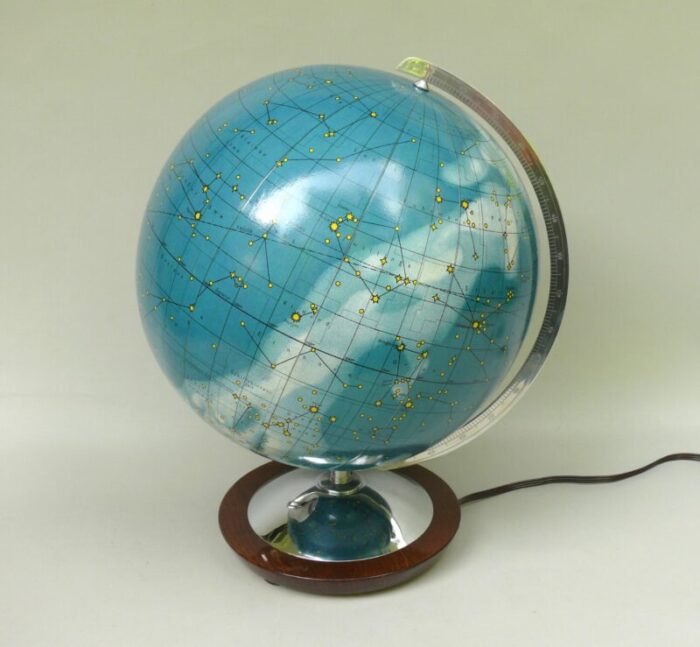 vintage illuminated terrestrial globes 1950s set of 2 5844