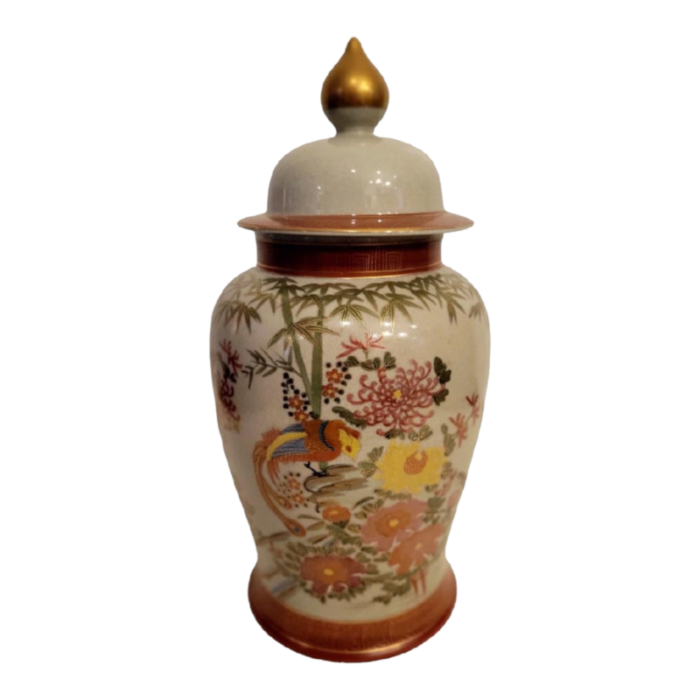 vintage imari style ceramic chinoiserie ginger jar with lid 7980