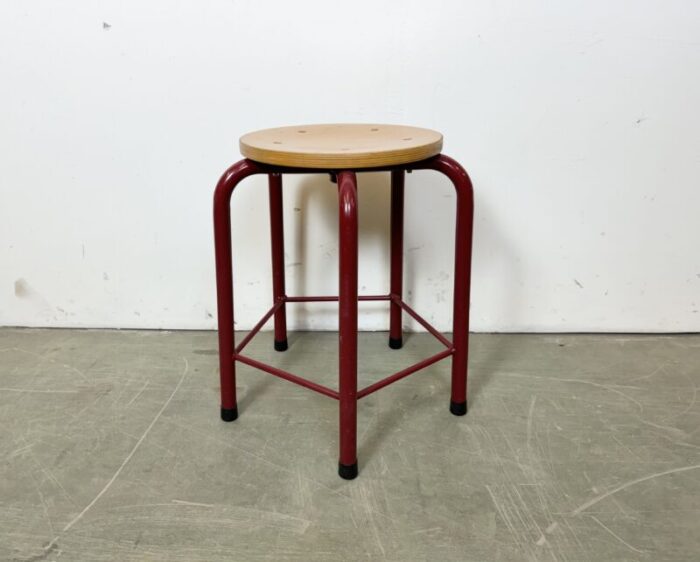 vintage industrial school stool 1970s 8642